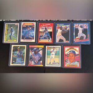 Bo Jackson Vintage Baseball Card Lot – Donruss, Topps, Score, 9 cards